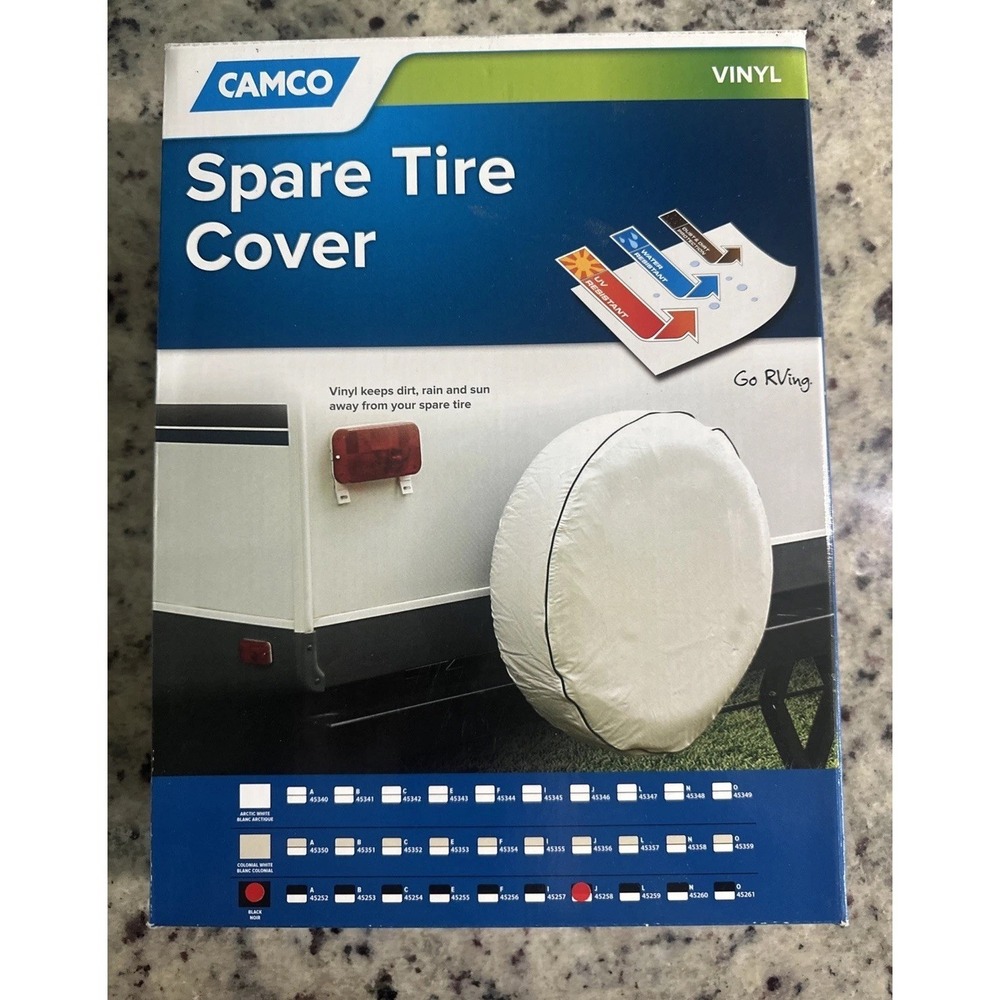 Brand New Camco 27" Vinyl Spare Trailer Tire Cover - Arctic White J 45346